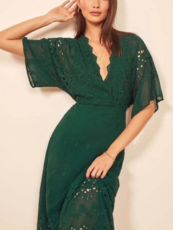 Reformation Dresses & Skirts - Reformation Libbie Midi Dress in Emerald Green (Size 0)